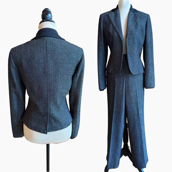Signature by Larry Levine Charcoal Herringbone Jacket & Pants (6) - Picture 1 of 17
